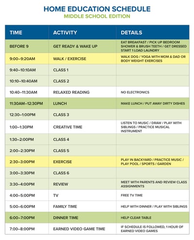 Home Education Schedule